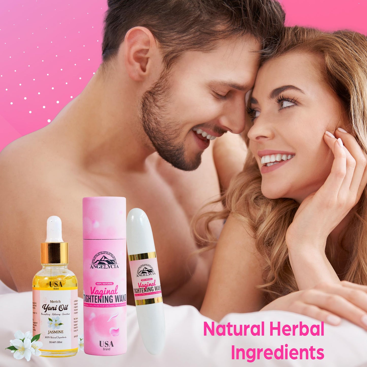 ANGELYCIA Ultimate Feminine Rejuvenation Combo, Virginity Wand and Feminine Yoni Detox Oil Jasmine, Vaginal Tightening Solution, Restores pH Balance for Women,