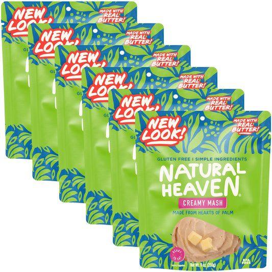 Natural Heaven Creamy Mash, Hearts of Palm, 6-Pack – Naturally Rich in Potassium, Instant Mashed Potatoes, Keto & Gluten-Free Food, 9 Oz Ea