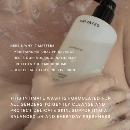PRIVATES pH-Balanced Intimate Care Bundle | Wash & Wipes 10 Fl Oz + 25 Wipes