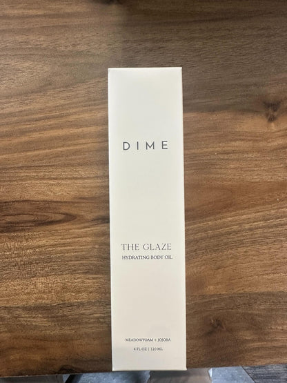 DIME Beauty Glaze Body Oil, Hydrating, Non-Greasy Massage Oil, Argan and Jojoba Oil for Skin, Bath Oil for All Over Body Glow, 4 oz / 120 ml