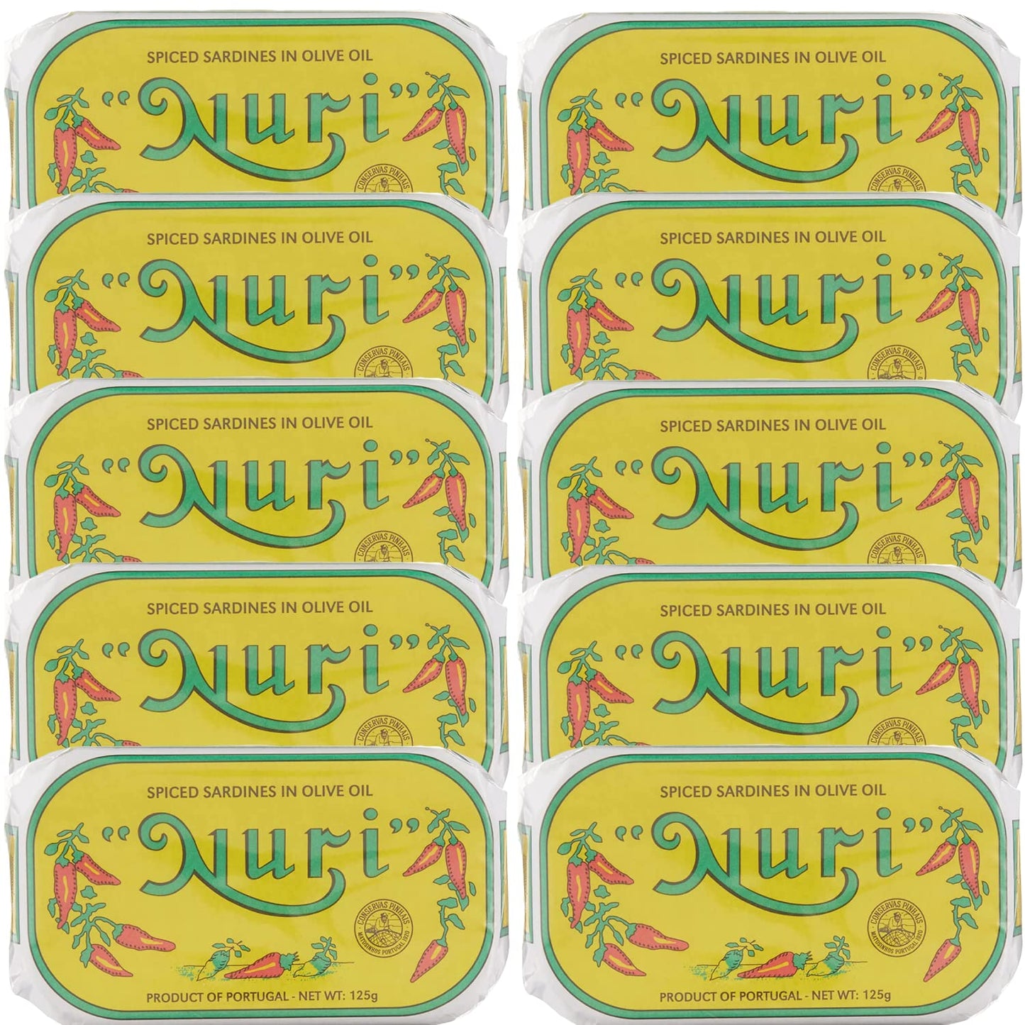 NURI Portuguese Sardines in Spiced Olive Oil - 10 Pack - (4.4 oz cans)