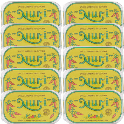 NURI Portuguese Sardines in Spiced Olive Oil - 10 Pack - (4.4 oz cans)
