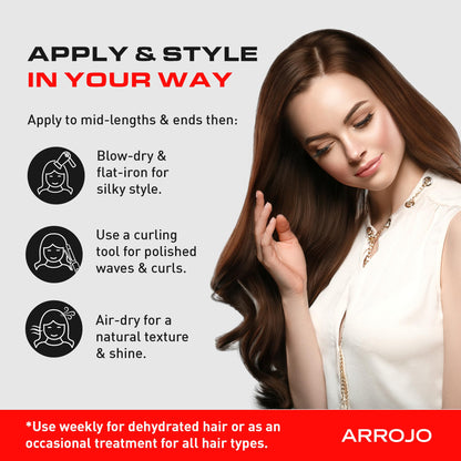 Arrojo Shine Luxe Hair Oil, 1.7 fl oz - Cruelty-Free, Paraben-Free Sulfate-Free Leave-In Oil with Vitamin B5, Jojoba & Sweet Almond – Intense Hydration & Heat Protectant for All Hair Types