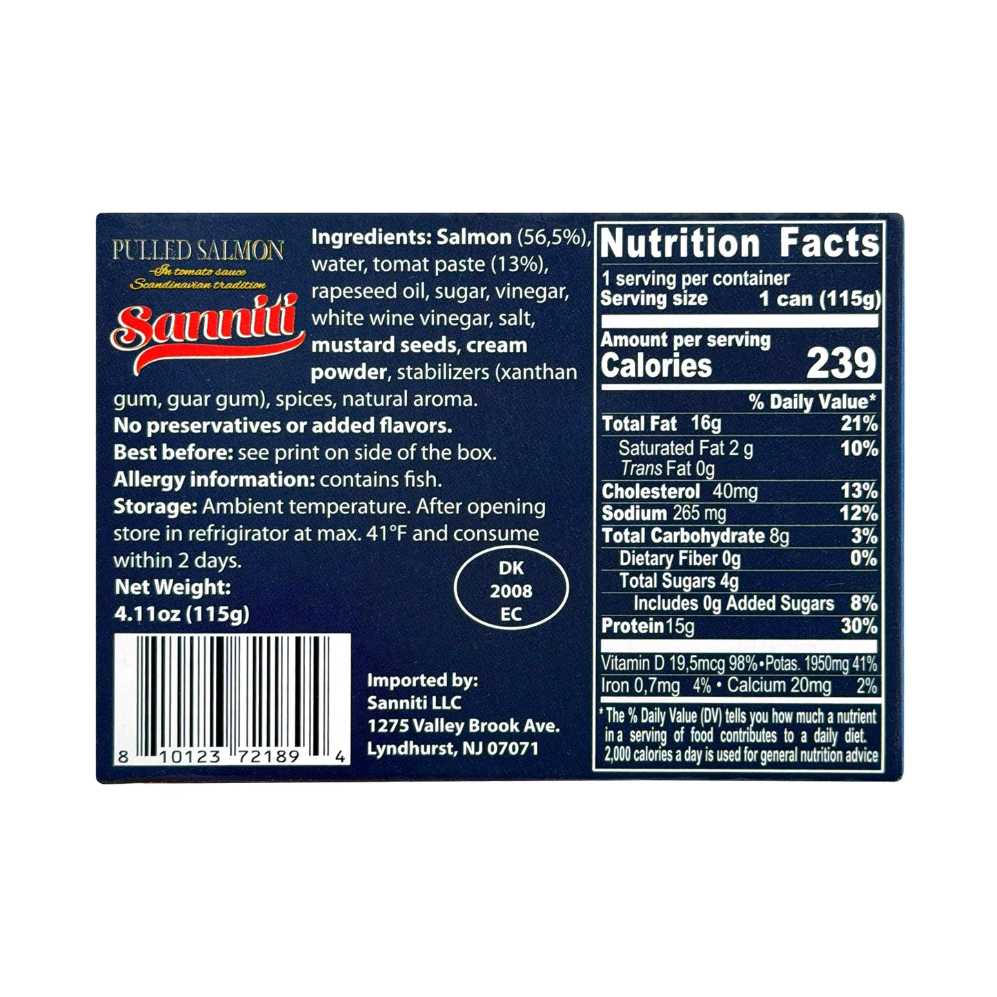 Sanniti Pulled Salmon in Tomato Sauce | Natural Source of Omega 3 | Ready to Eat, 4.1 oz (Pack of 2)