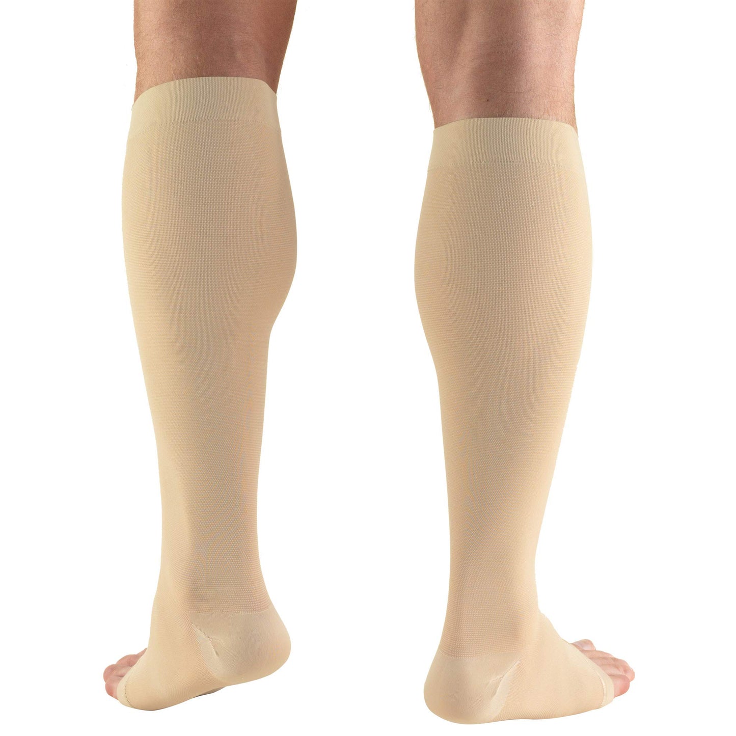 Truform 20-30 mmHg Medical Compression Stockings, Aloe Infused Microfiber, Knee High, Open Toe, Beige, Medium