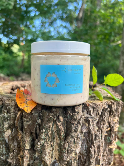 Red Flower Bioactive Berry White Peat Exfoliant | Arctic White Peat Organic Sea Salt & Berry Seed | Gently Detoxifies, Smooths & Hydrates | Natural Exfoliator for Radiant Skin | 14.5 oz
