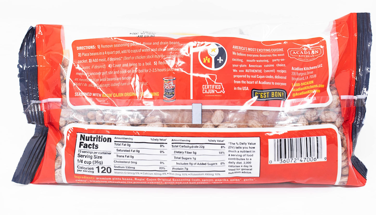 Seasoned Piñto Beans 16 oz Ragin Cajun (Pack of 4)