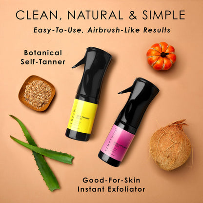 TEMPTU Mist Self Tanner Spray & Pre Tan BHA Exfoliator in Deluxe Ultra Fine Continuous Sprayer, Natural Gradual Tanning Water & No Rinse Hydrating Exfoliant, Vegan Sunless Tanning for Face & Body