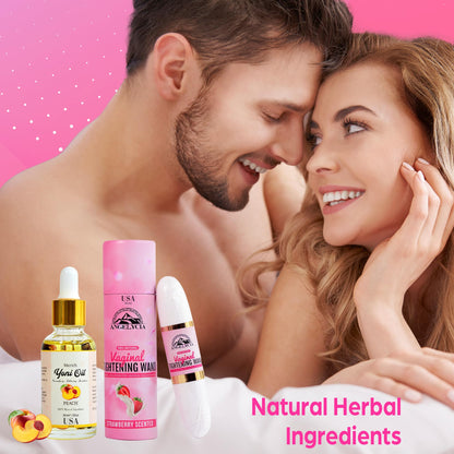 ANGELYCIA Ultimate Feminine Rejuvenation Combo, Virginity Wand Strawberry and Feminine Yoni Detox Oil Peach, Vaginal Tightening Solution, Restores pH Balance for Women