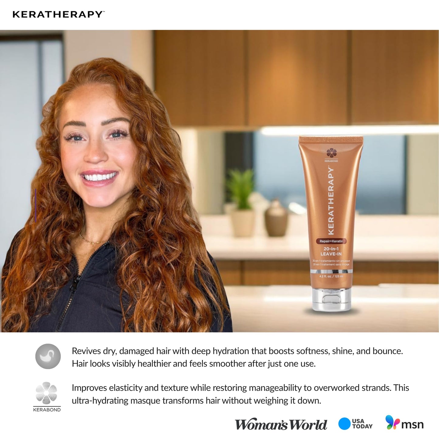 KERATHERAPY Keratin Infused KeratinFIXX 20-in-1 Leave-in, 4.2 fl. oz., 125 ml - Smoothing Leave in Conditioner Transforms Your Hair with 20 Benefits in 1 Easy Step - With Caviar Extract, & Argan Oil