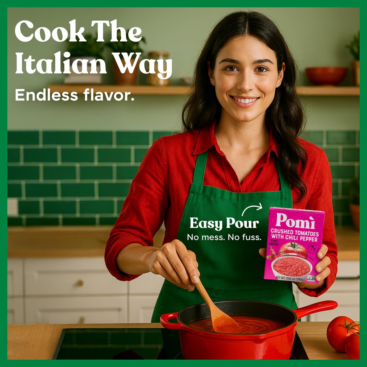 Pomì Crushed Tomatoes with Chilli Pepper 13.8oz (Pack of 12) - Velvety Italian Tomato No Salt Added, No Additives or Preservatives Tomato Crushed BPA free - Made from 100% Fresh Italian Tomatoes
