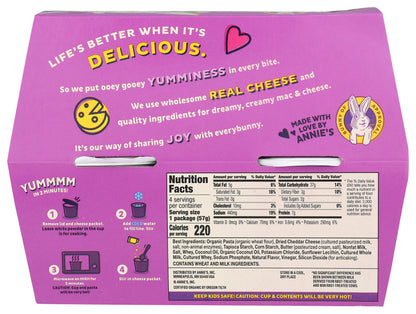 Annie'S Homegrown, Mac Cheese White Cheddar 4 Pack, 8.04 Ounce