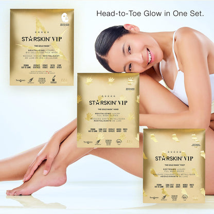 STARSKIN VIP The Gold Mask Giftset - High-end Gift - Complete Collection - Includes Hand, Foot, and Face Masks Headband