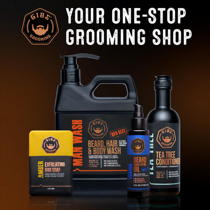 GIBS Beard, Hair & Tattoo Oil - Softens & Strengthens Beard Growth, Moisturizes Skin (4 Scents, 2 Sizes)
