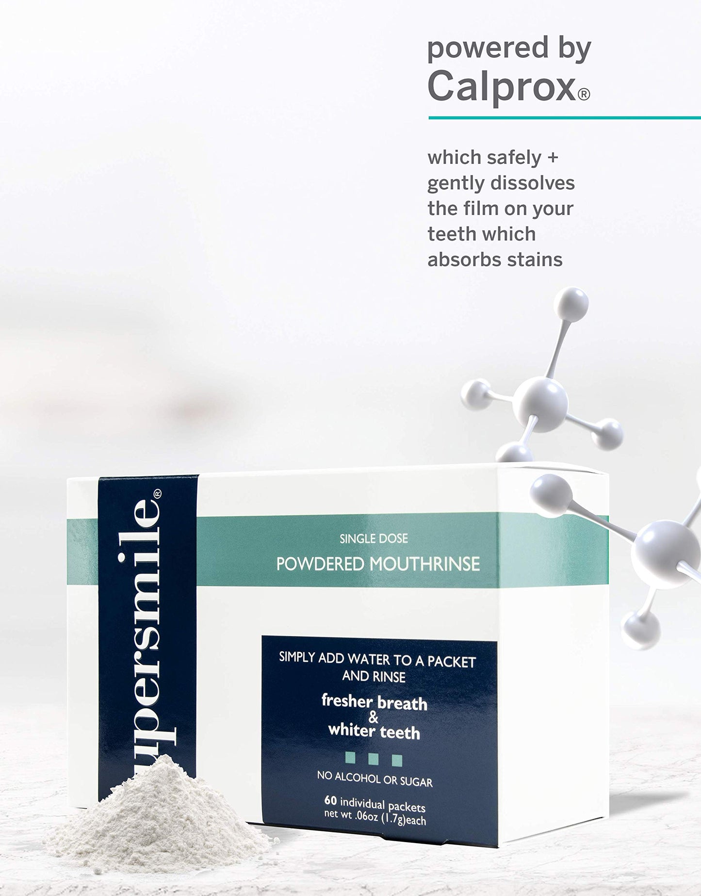 Supersmile Powdered Mouth Rinse - Clinically Proven to Freshen Breath and Whiten Teeth - Convenient TSA Approved On-the-Go Oral Mouthwash Packets - No Sugar or Alcohol