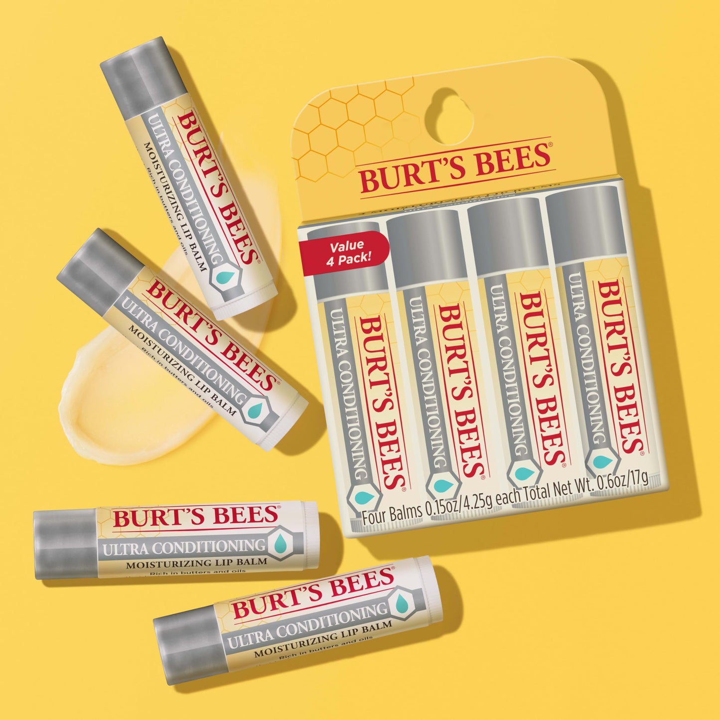Burt's Bees Easter Basket Stuffers, Balm Bouquet Lip Balm Set, Original Beeswax, Vanilla Bean, Cucumber Mint, Coconut & Pear Pack, Natural Origin Lip Treatment, 4 Tubes, 0.15 oz.