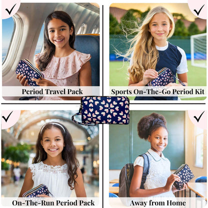 Mark and Lola’s First Period Pal Pack Gift Box | First Period Kit for Tweens & Teens | Pads, Panty Liners, Confidence-Boosting Essentials, First Period Gift Box & Discreet Bag (Hearts)