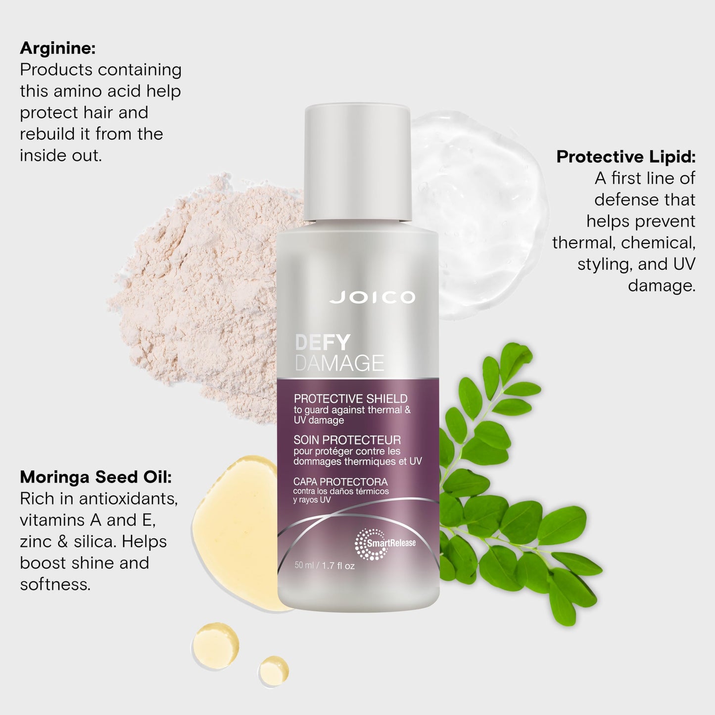 Joico Defy Damage Protective Shield | For Damaged, Color-Treated Hair | Protect Against UV & Thermal Damage | Strengthen Bonds & Preserve Hair Color | With Moringa Seed Oil & Arginine