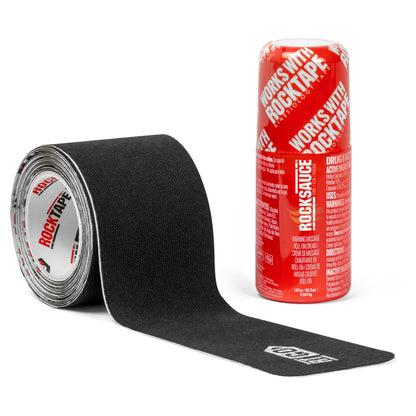 RockTape GO Muscle & Joint Relief Kit - Pre-Cut Kinesiology Tape & RockSauce Fire Roll-On - Quick Application, Durable, Water-Resistant, Recovery for Athletes