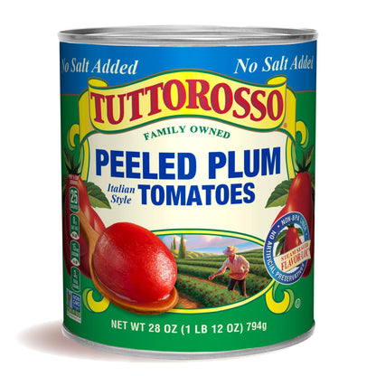 Tuttorosso No Salt Added Peeled Plum Canned Tomatoes, 28oz Cans (Pack of 2)