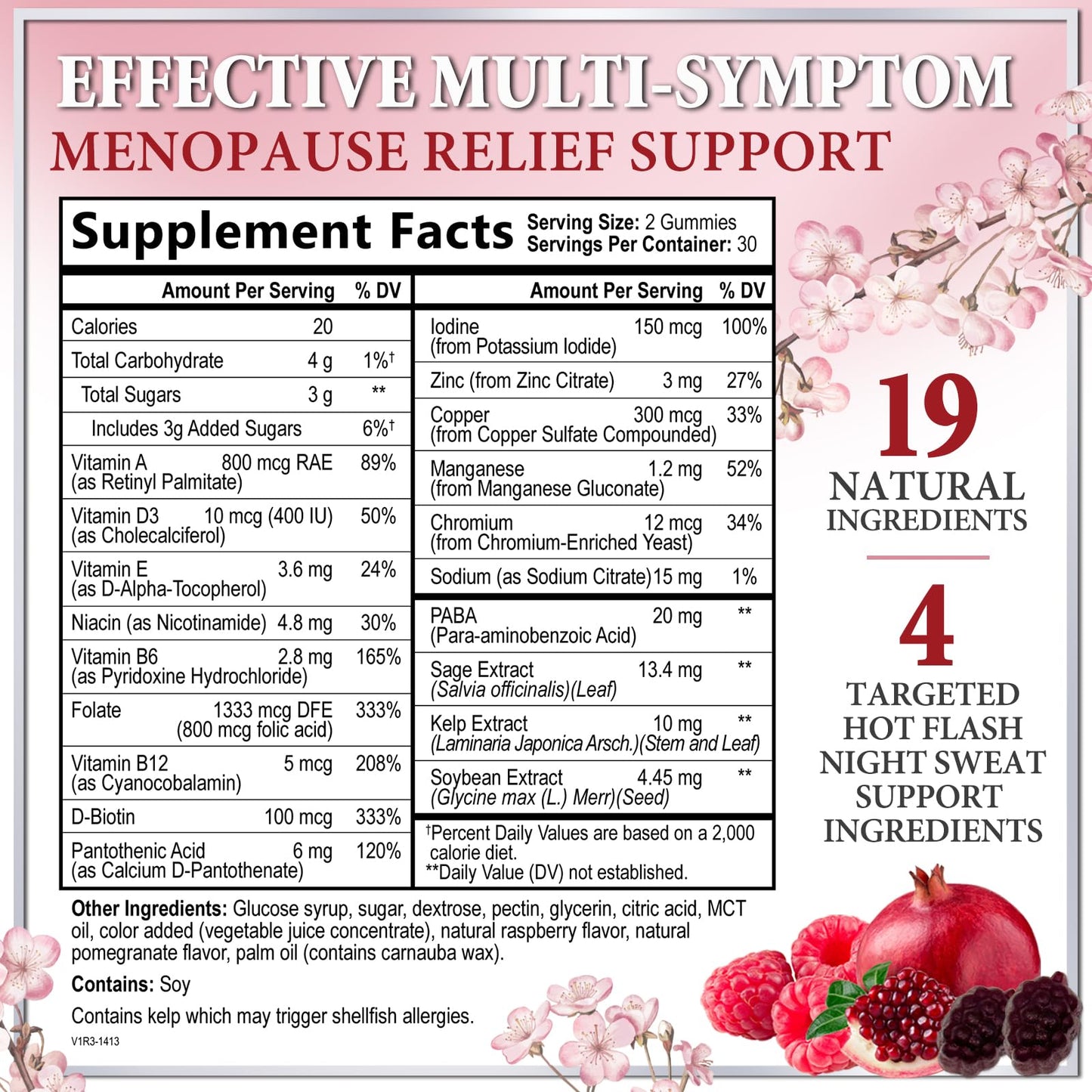 Menopause Supplements for Women Gummies - Complete Natural Mild Hot Flashes & Night Sweats Support, 16 in 1 Multi-Benefit Female Menopause Relief Gummy, Support for Balance & Energy - 60 Gummies