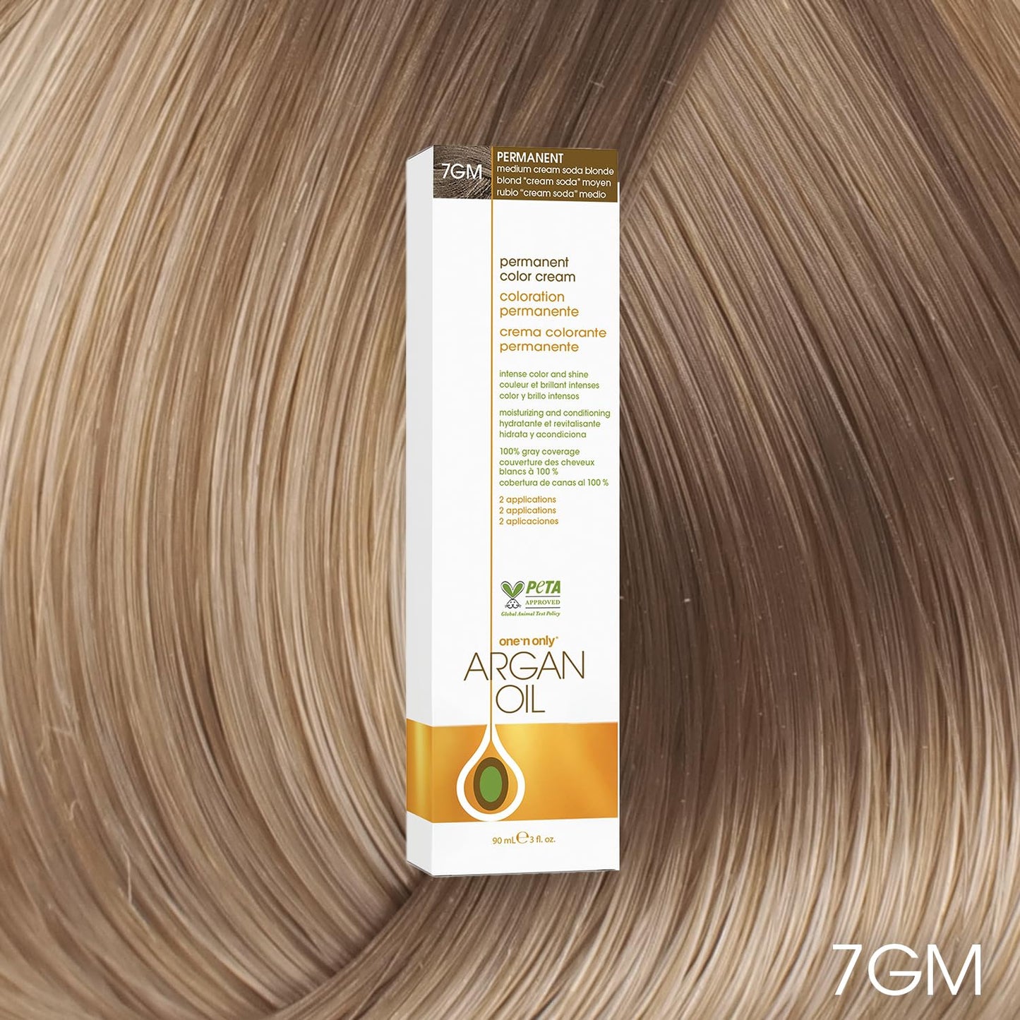 One N' Only Permanent Hair Color - Permanent Hair Dye Made with Argan Oil - Delivers Rich, Accurate Tones with Gray Coverage - Improves Moisture & Elasticity - 7GM Medium Cream Soda Blonde (3 oz)