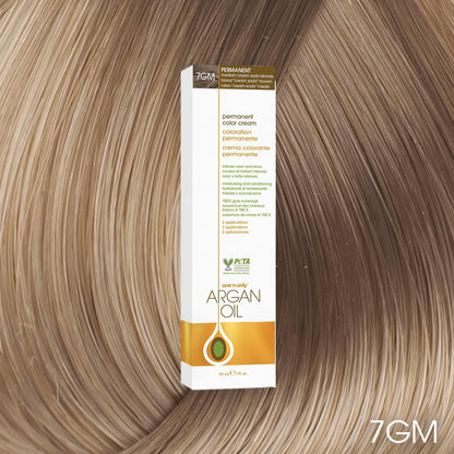 One N' Only Permanent Hair Color - Permanent Hair Dye Made with Argan Oil - Delivers Rich, Accurate Tones with Gray Coverage - Improves Moisture & Elasticity - 7GM Medium Cream Soda Blonde (3 oz)