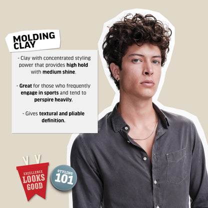 American Crew Men's Hair Molding Clay, Like Styling Gel with Strong Hold & Medium Shine, 3 oz