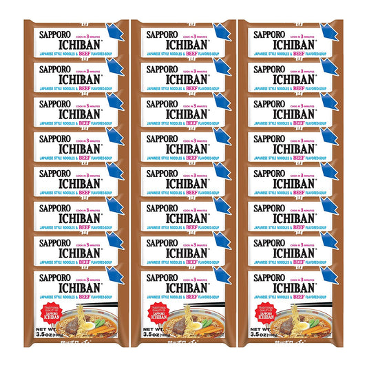 Ramen Noodles, Beef Flavor, No. 1 Tasting Japanese Instant Noodles (3.5 Oz. x 24 packs) | 24 Pack Case
