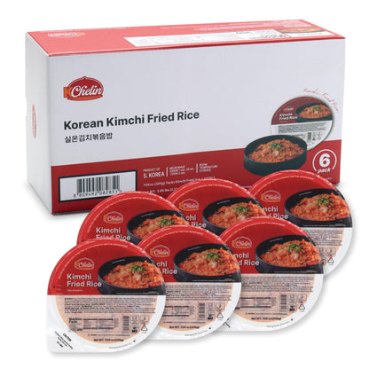 Microwaveable Korean Kimchi Fried Rice (Pack of 6), Korean Food, Instant, Quick & Delicious, Shelf- Stable, On-the-Go Meals, 7.05 oz per Bowl