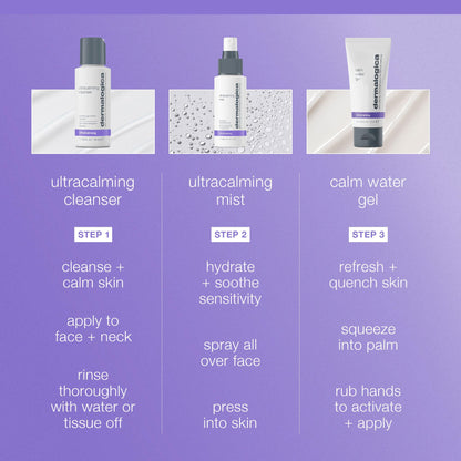 Dermalogica Sensitive Skin Rescue Kit - Set Contains: Face Wash, Toner, and Face Moisturizer - Skin Care To Calm, Soothe and Minimize Irritation