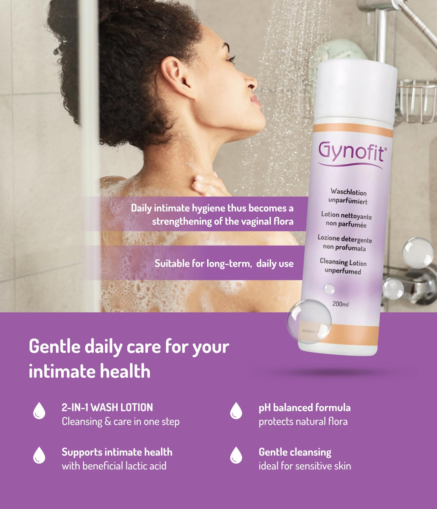 Gynofit Vaginal Health Bundle – pH-Balancing Cleansing Lotion (Unperfumed) & Lactic Acid Vaginal Gel (6 Count) – Daily Intimate Wash + Targeted Vaginal Moisturizer – Gynecologist Recommended