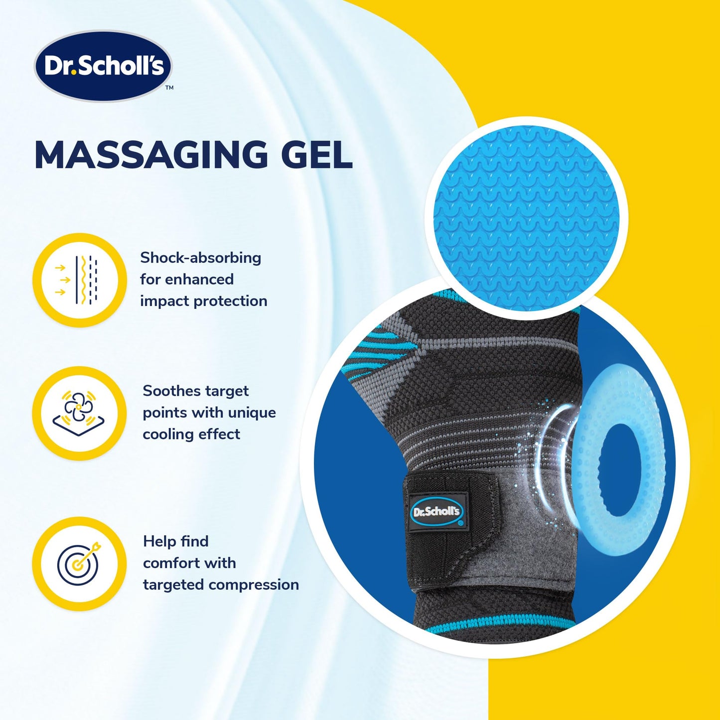 Dr. Scholl's Wrist Brace with Massaging Gel & Breathable Fabric, Shock-Absorbing Wrist Wraps, Built-in Gel Padding & Support (Size L/XL)