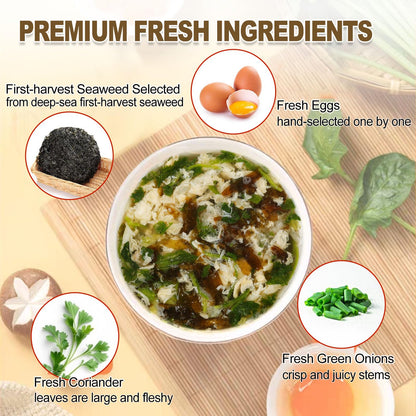 Egg Flower Soup Mix, Vegetable Mix Soup with 4 Flavors (Laver, Spinach, Mushroom, Tomato), 0.3 Ounce (8 Pack)