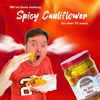 32 Oz. Fresh Pickled Vegetables, 2 Jars, So Hot Mix of Cauliflower Bites, Carrots, Hot Pickles & Chilito Peppers in Spicy Pickle Brine, Vegan Snack