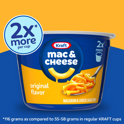 Kraft Mac & Cheese, 2 Big Cups, for Easy Dinner or Dinner Sides, Original Flavor, No Artificial Flavors, Preservatives or Dyes, 4.1 oz
