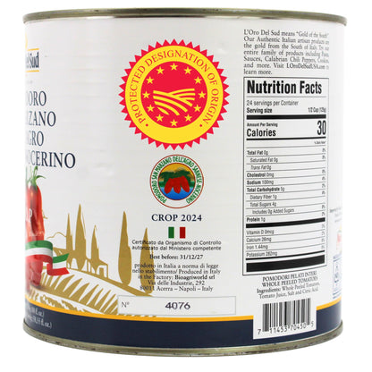 L'Oro Del Sud - D.O.P San Marzano Tomatoes of Agro Sarnese-Nocerino Area, Net Wt. 2550g (88 fl. oz). Pomodoro San Marzano dell’Agro Sarnese-Nocerino DOP Certification
