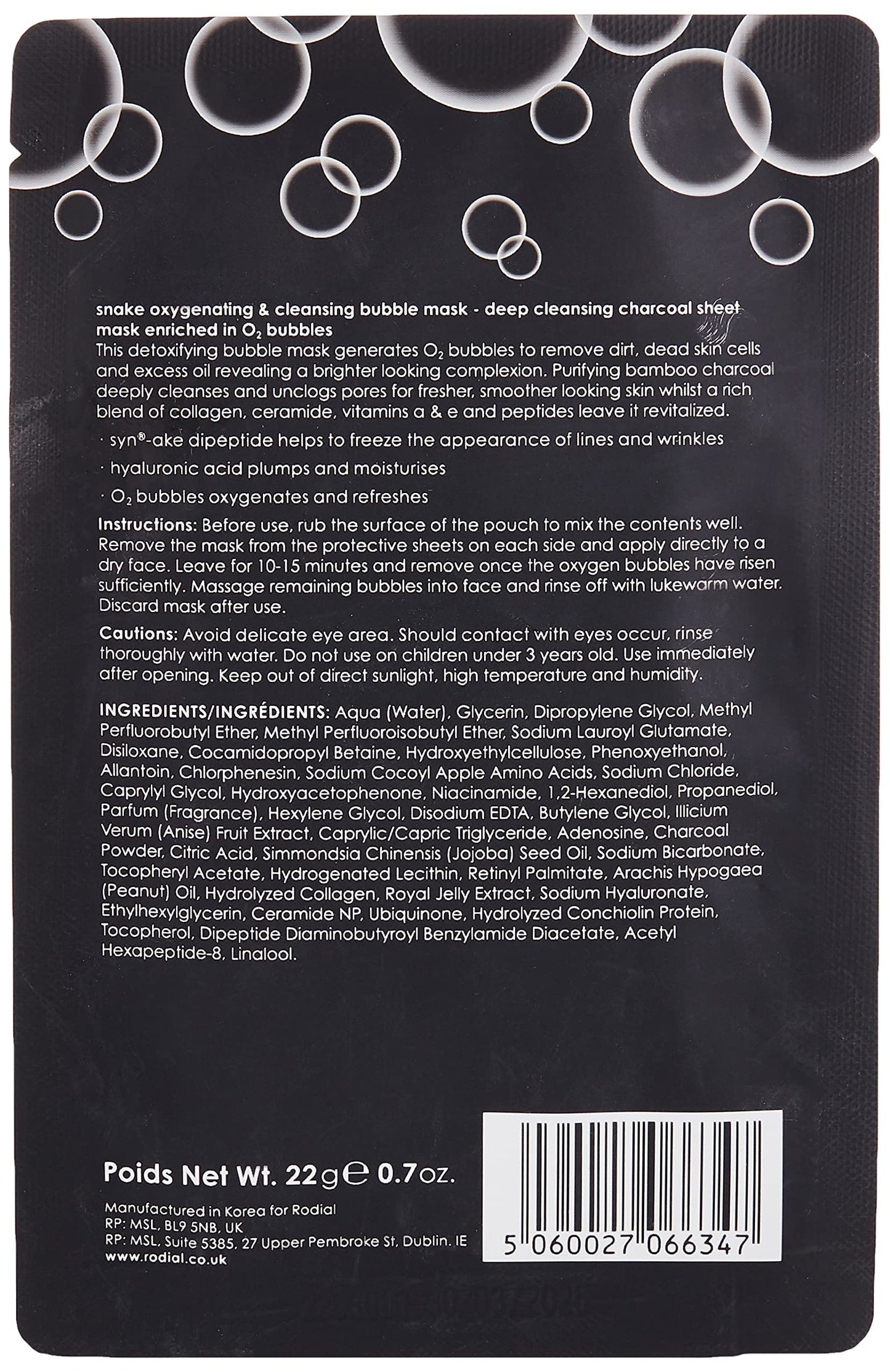 Rodial Snake Oxygenating & Cleansing Bubble Mask, 1 count