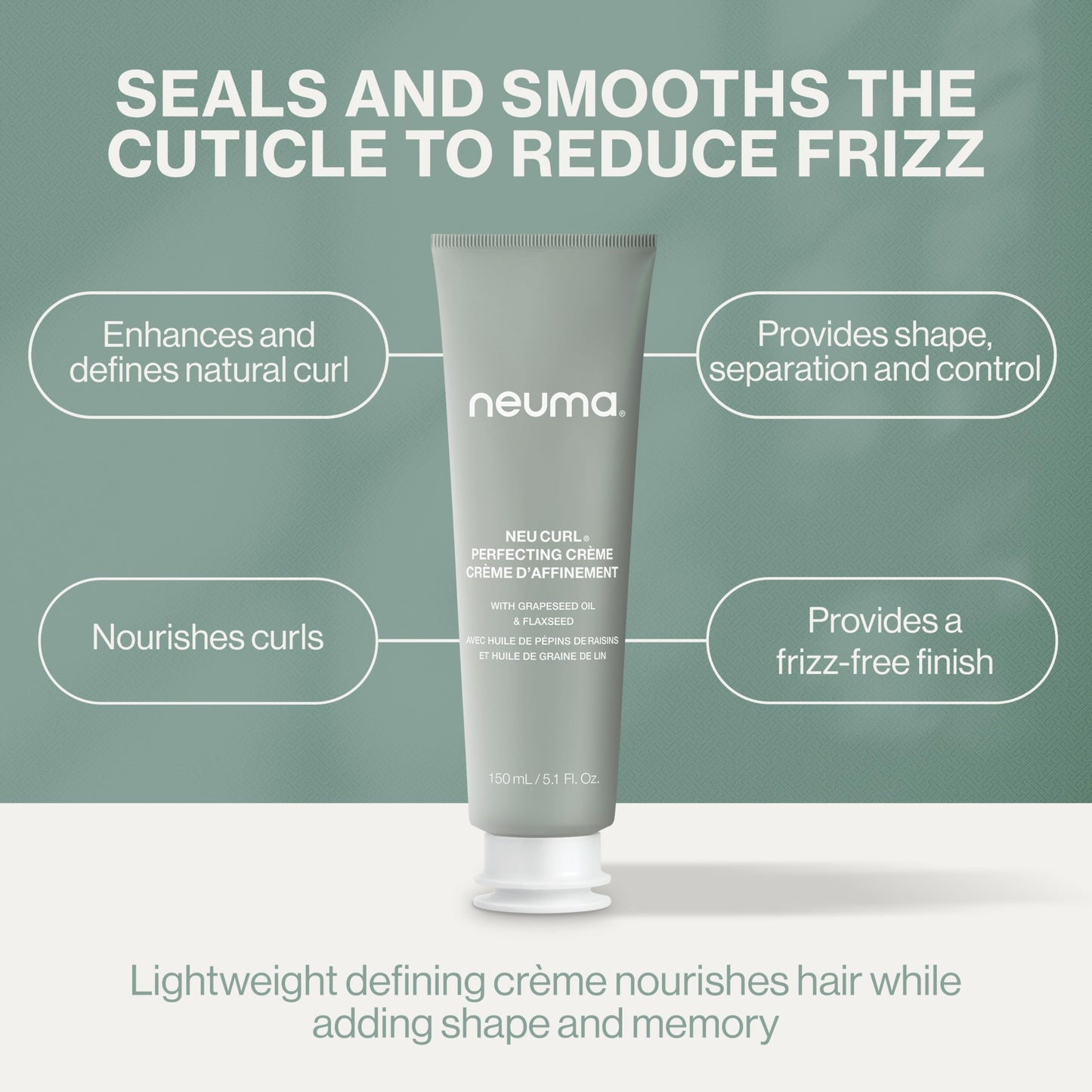 NEUMA Neu Curl Perfecting Creme 5.1 Fl. Oz. Curl Cream with Coconut Hibiscus Scent, Lightweight, Nourishing Curl Defining Cream, Curl Cream for Wavy Hair Anti Frizz Formula