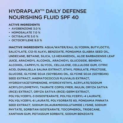 Elizabeth Arden Eight Hour HydraPlay Daily Defense Nourishing Fluid Broad Spectrum Face Sunscreen SPF 40, No White Cast, Non-Comedogenic, Fragrance-Free, 1.7 fl oz.