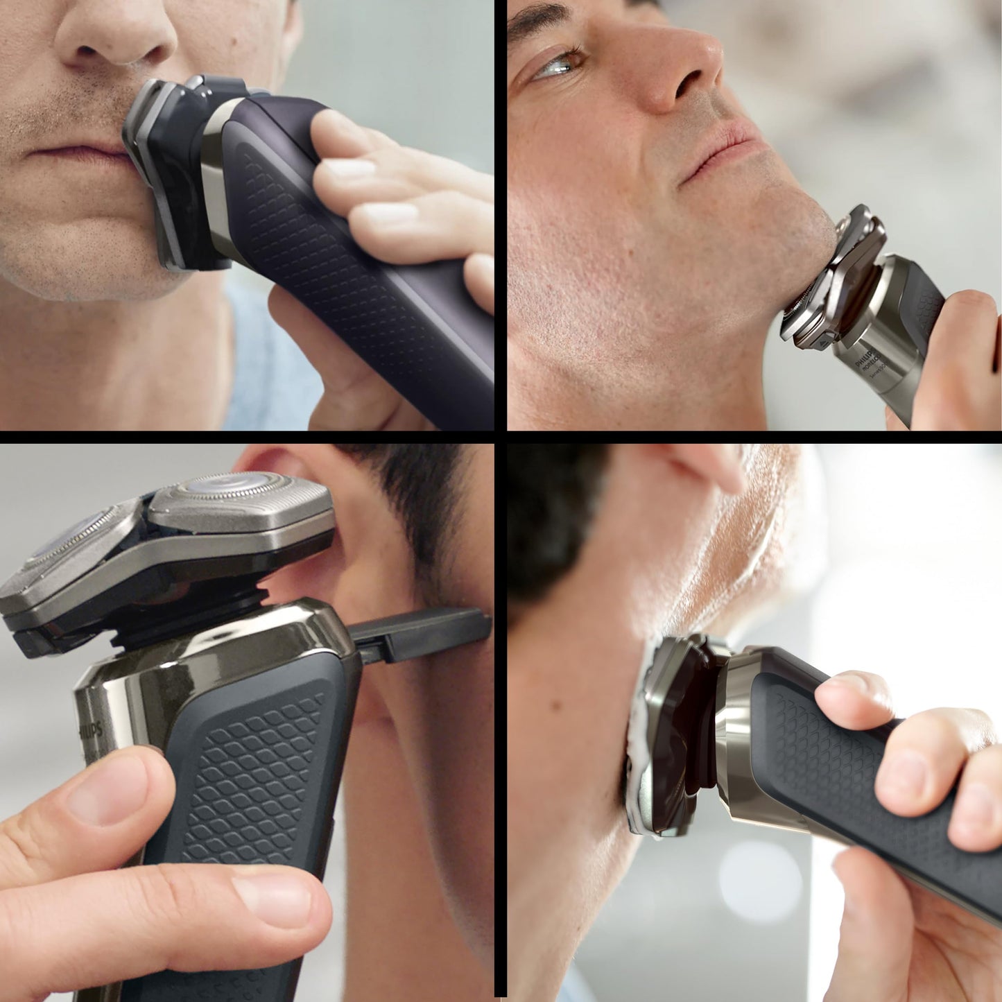 Philips Rechargeable Wet/Dry Electric Shaver Series 9000 with SenseIQ and Comfort Glide Ring Technology, Battery Powered, Silver