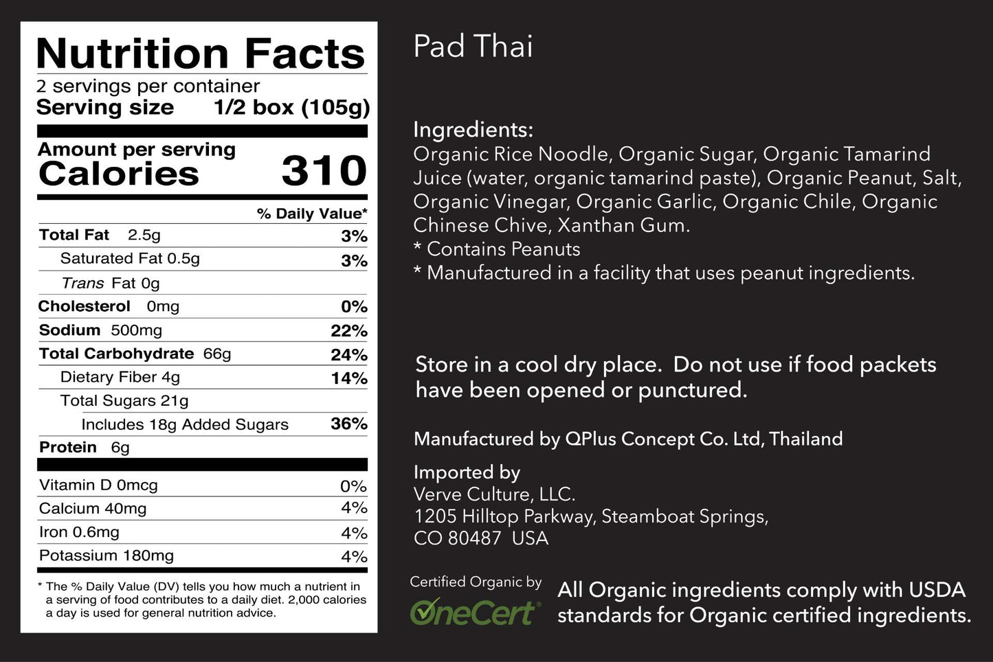 Verve Culture Thai for Two - Organic Pad Thai Noodles with Pad Thai Sauce | Authentic Thai Cooking Kit | Gluten-Free, Vegan