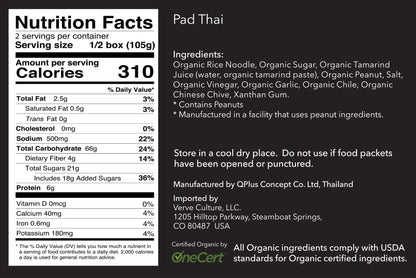 Verve Culture Thai for Two - Organic Pad Thai Noodles with Pad Thai Sauce | Authentic Thai Cooking Kit | Gluten-Free, Vegan