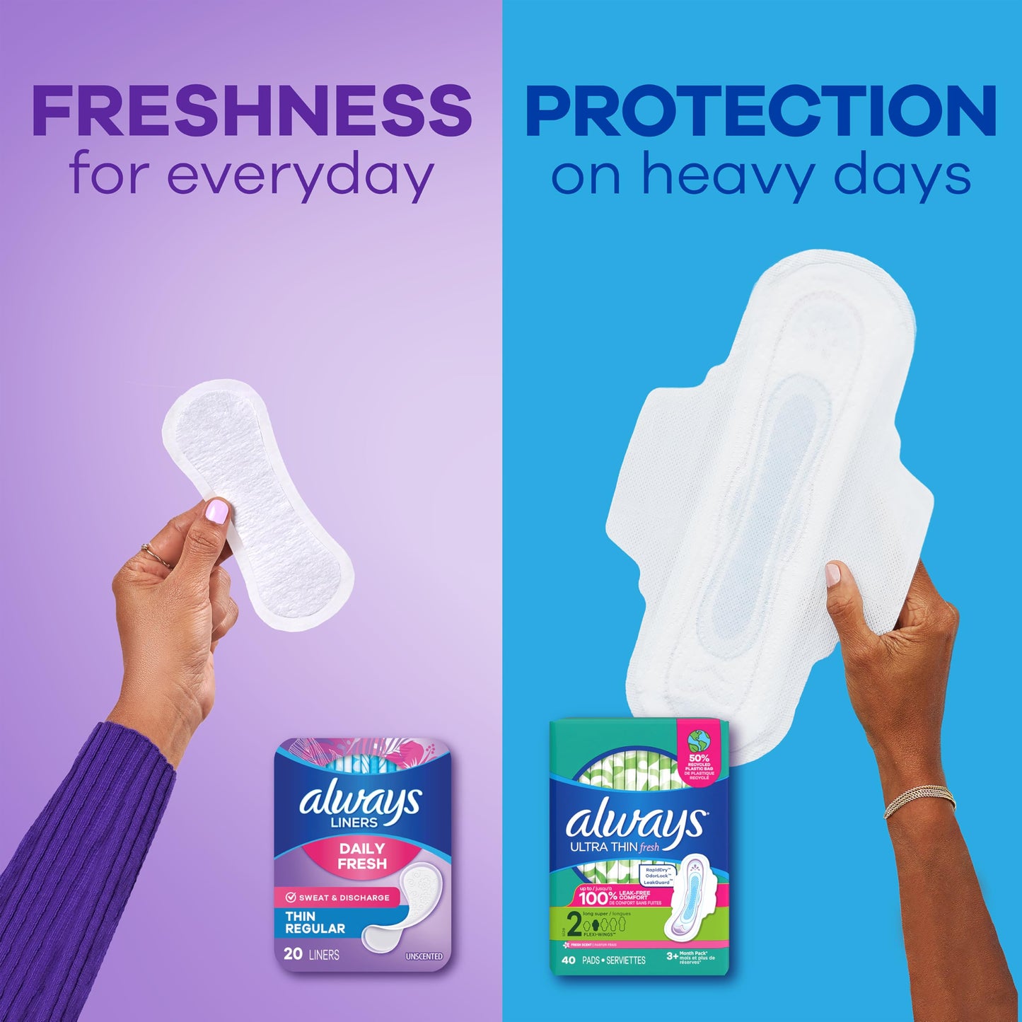 Always Panty Liners for Women Daily Liners, Regular Absorbency, Unscented, 216 Count