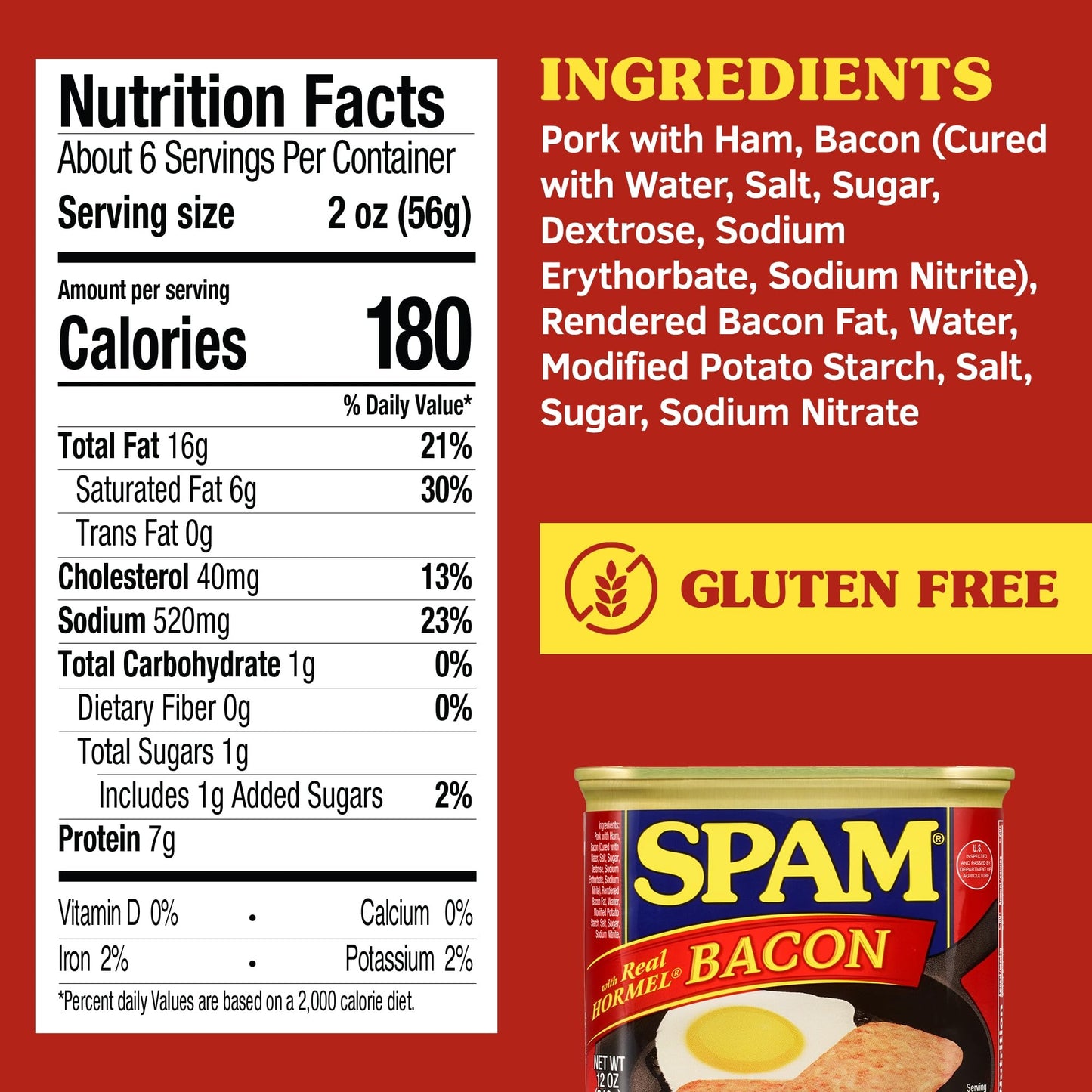 SPAM with Real HORMEL Bacon, 7 g protein, 12 oz (Pack of 12)