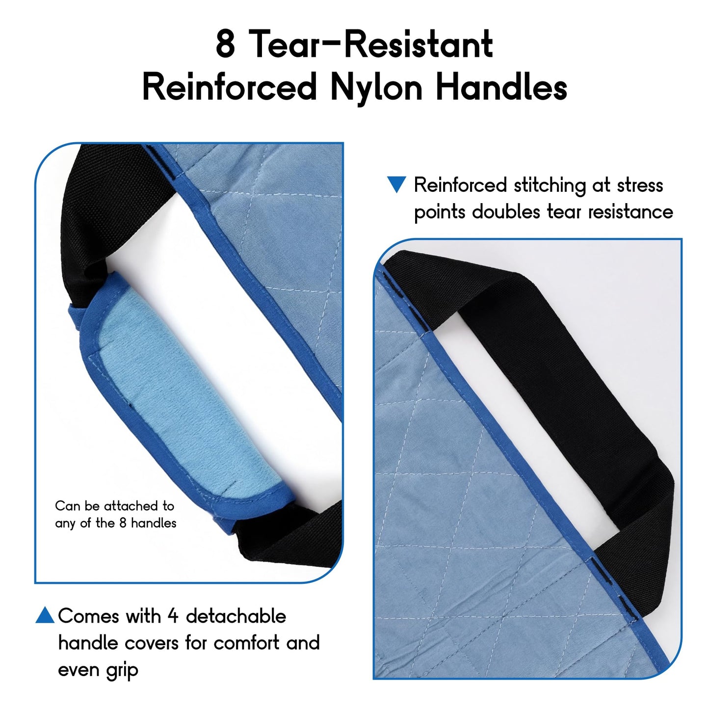 CoolShields Positioning Bed Pad with 8 Reinforced Handles, 34" x 52" Washable Waterproof Transfer & Sliding Sheet for Moving, Turning & Lifting Patients, Elderly, Bedridden & Incontinence Care