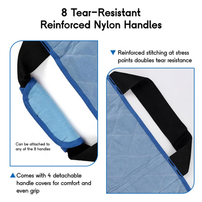CoolShields Positioning Bed Pad with 8 Reinforced Handles, 34" x 52" Washable Waterproof Transfer & Sliding Sheet for Moving, Turning & Lifting Patients, Elderly, Bedridden & Incontinence Care