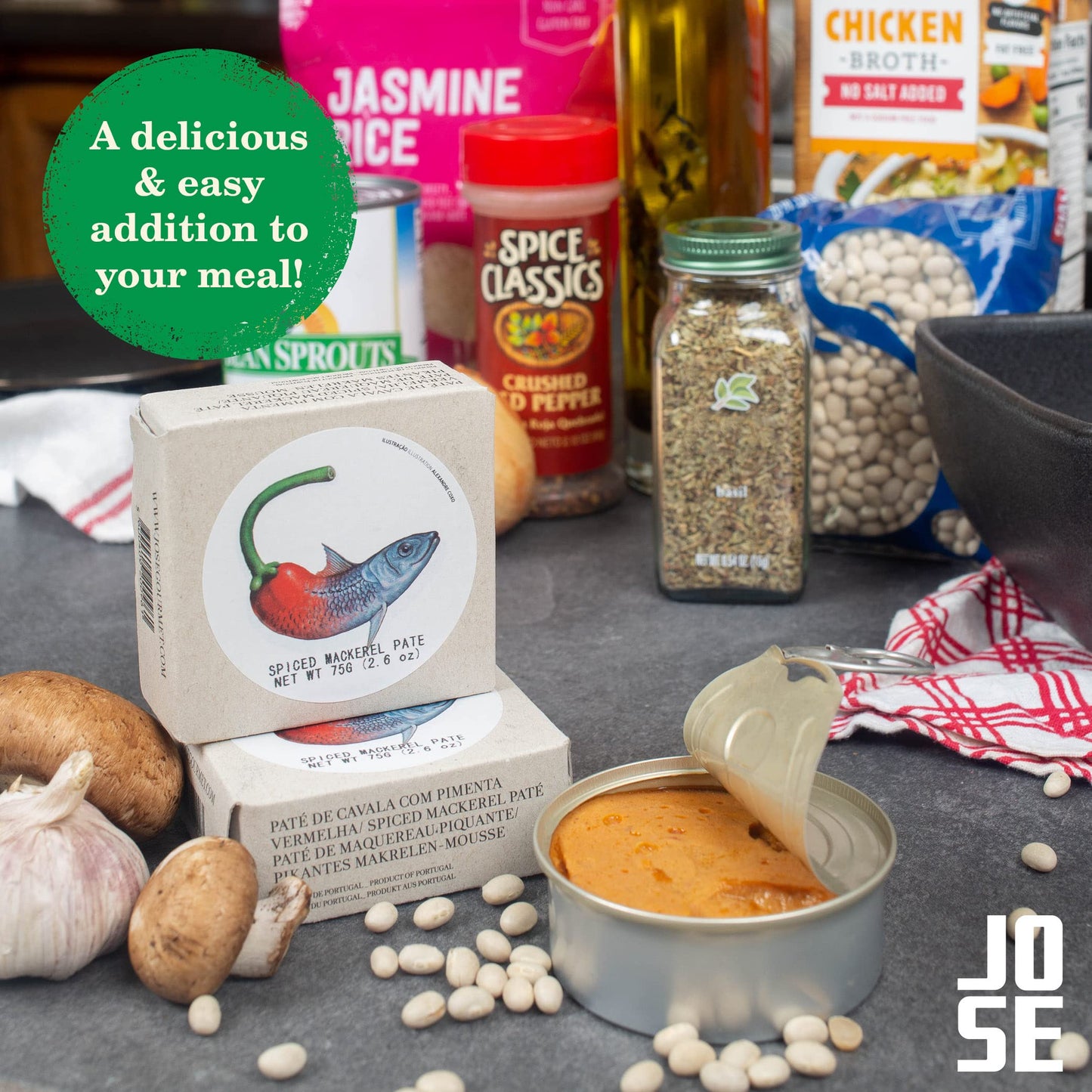 Canned Spiced Mackerel Paté by Jose Gourmet, Wild Caught Portuguese Mackerel, Canned Fish Paté, Omega 3, Fair Trade, 75g Can, Pack of 3