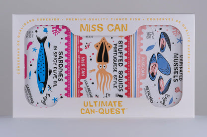 Miss Can Ultimate Can-Quest Premium Tinned Seafood Variety Pack | Sustainably Caught | Hand Packed in Portugal | Authentic & Natural Flavors | High Protein, Rich Nutrients | 4.2oz Tins | 6 Pack