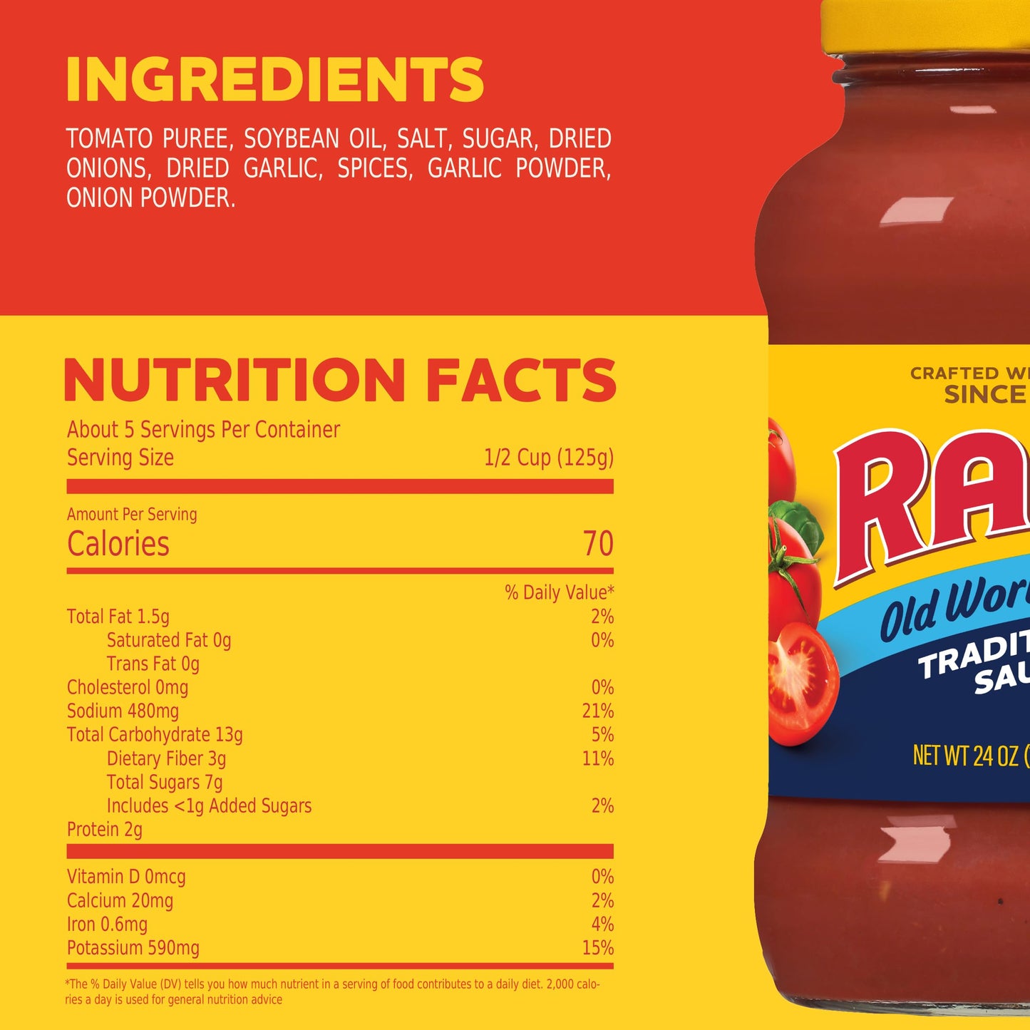 RAGÚ Old World Style Traditional Sauce, Perfect for Italian Style Meals at Home, 24 OZ (Pack of 6)